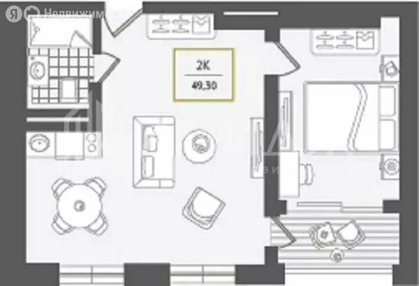 3-комнатная квартира: Сочи, улица Ленина, 280А (49.3 м) - Фото 1