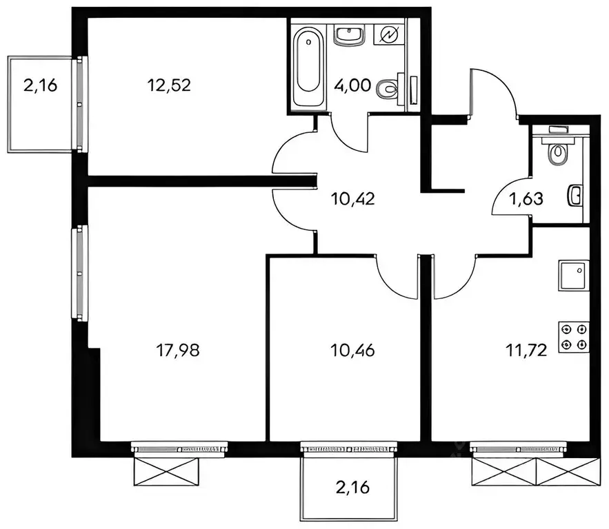 3-к кв. Москва Большая Филевская ул., 3к4 (72.0 м) - Фото 1