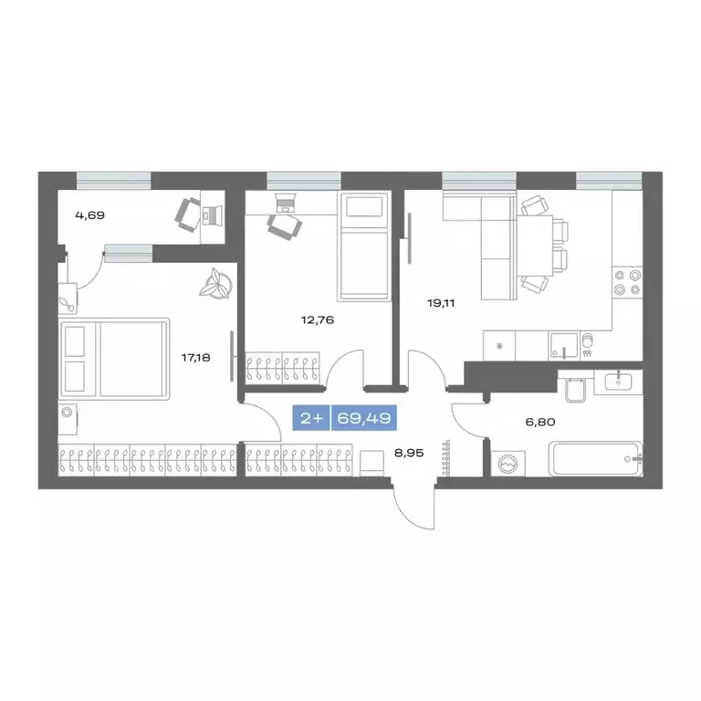 2-к кв. Тюменская область, Тобольск пер. Радищева, 17 (69.49 м) - Фото 1