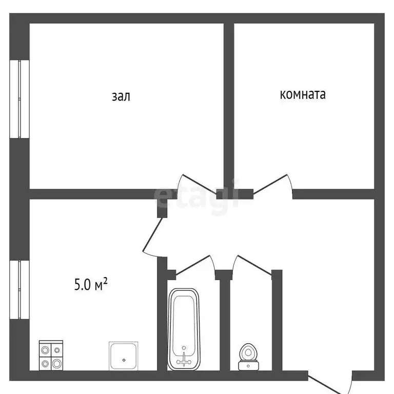 Квартира, 2 комнаты, 39.7 м - Фото 1