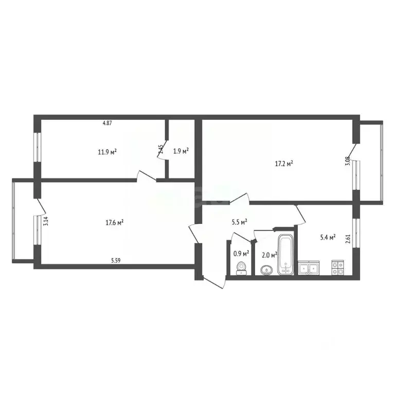 3-к кв. Севастополь просп. Генерала Острякова, 97 (62.2 м) - Фото 2