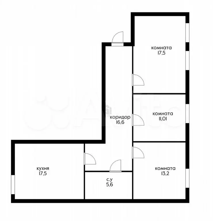 3-к. квартира, 79 м, 3/3 эт. - Фото 0