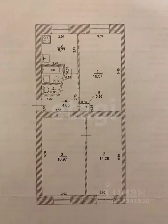 3-к кв. Ульяновская область, Ульяновск ул. Средний Венец, 35 (61.6 м) - Фото 2