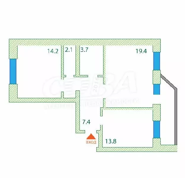 2-комнатная квартира: Тюмень, улица Карла Маркса, 8 (63 м) - Фото 2