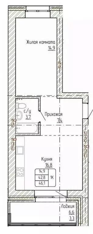 1-к кв. Алтайский край, Новоалтайск ул. Титова, 6 (46.1 м) - Фото 0