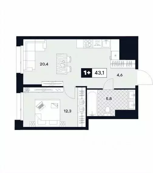1-к кв. Москва Лодочная ул., 27К2 (43.7 м) - Фото 0