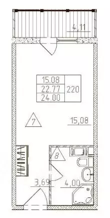 Студия Санкт-Петербург Товарищеский просп., 13 (24.0 м) - Фото 1