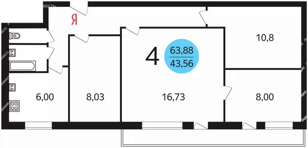 4-комнатная квартира: Москва, Душинская улица, 18к1 (63 м) - Фото 0