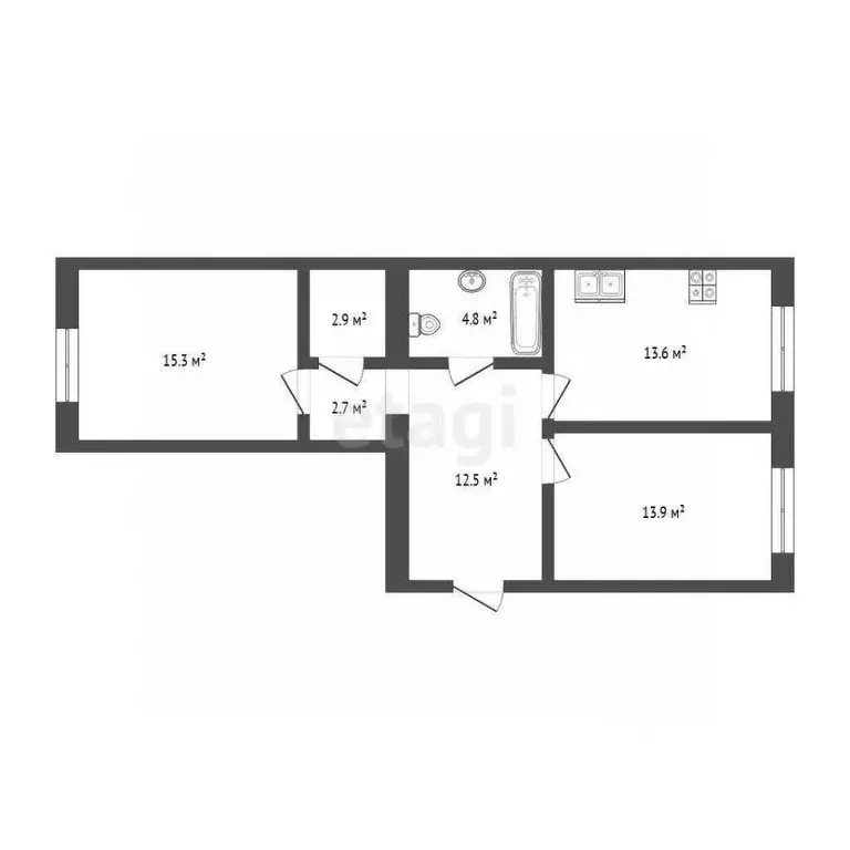 2-к кв. Тюменская область, Тюмень Новгородская ул., 14 (66.7 м) - Фото 2