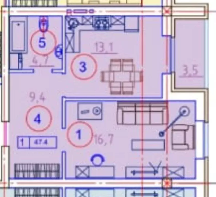 1-к кв. Северная Осетия, Владикавказ Армянская ул., 34 (47.0 м) - Фото 2