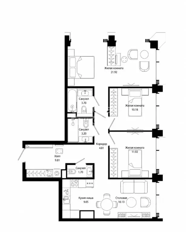 4-к кв. Москва ул. 4-я Марьиной рощи, 10к3 (81.4 м) - Фото 2
