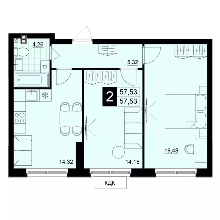 2-к кв. Самарская область, Самара АмГрад жилой комплекс (57.53 м) - Фото 1