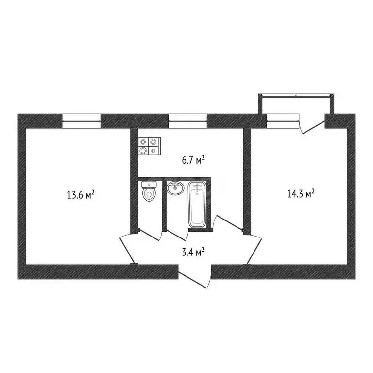 2-комнатная квартира: Балабаново, микрорайон Балабаново-1, улица ... - Фото 1