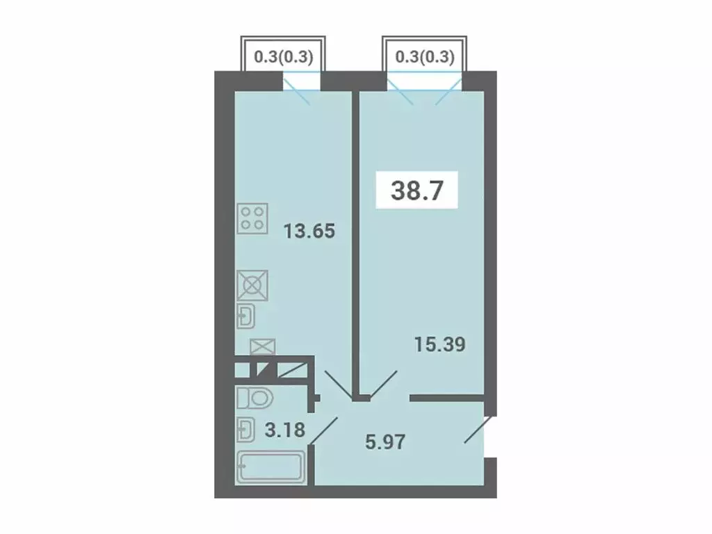1-комнатная квартира: Мещерино, улица 4-й квартал, 21 (38.7 м) - Фото 1