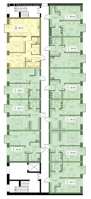 1-комнатная квартира: Тверь, жилой комплекс Урбан Парк (38.95 м) - Фото 2