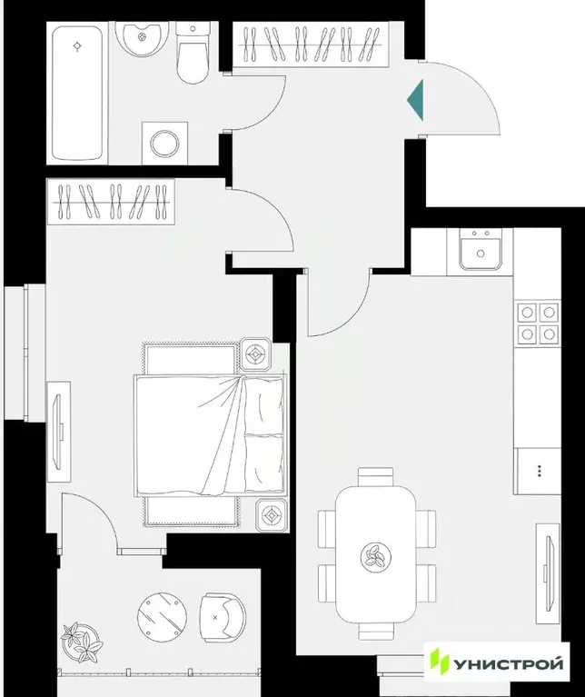 1-к кв. Татарстан, Казань 38-й кв-л,  (42.55 м) - Фото 1