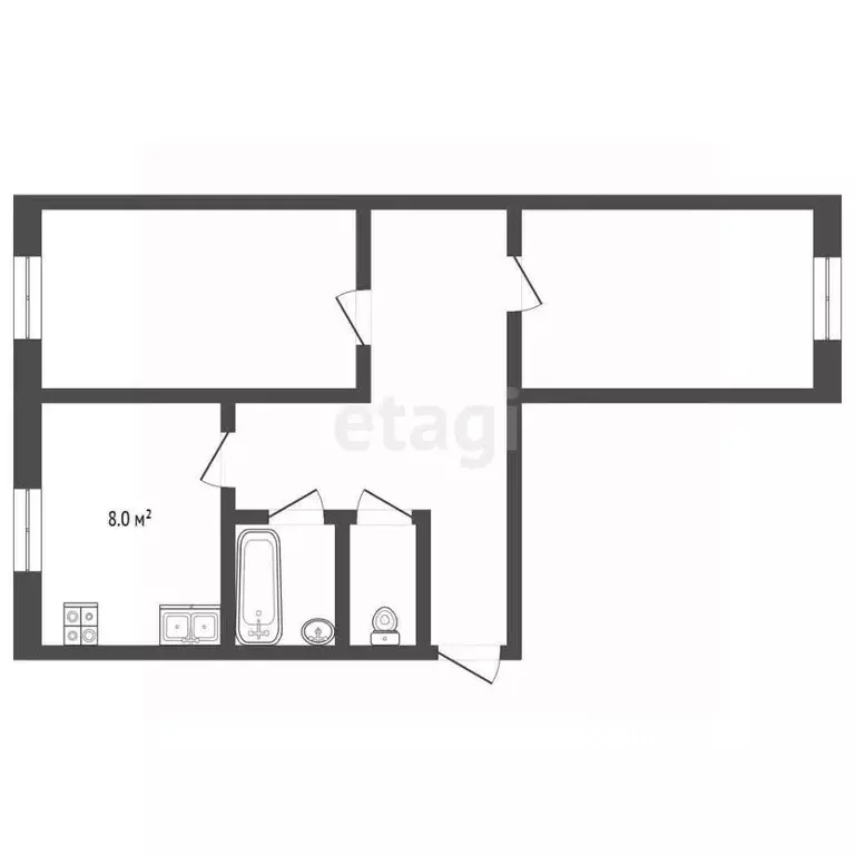 2-к кв. Костромская область, Костромской район, Караваевское с/пос, ... - Фото 1