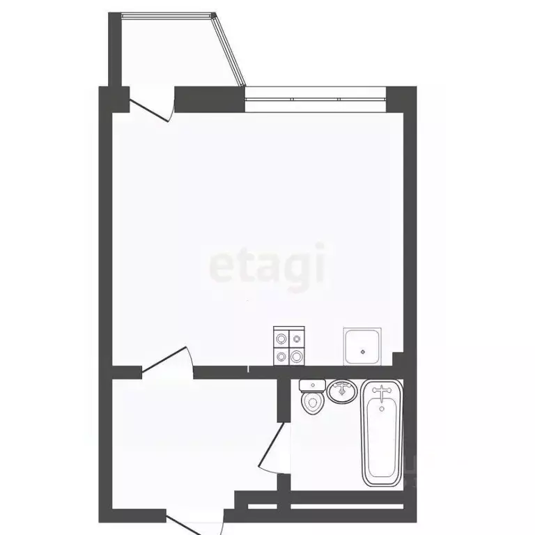 Студия Тюменская область, Тюмень ул. 50 лет ВЛКСМ, 15к1 (35.7 м) - Фото 2