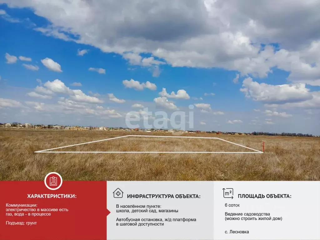 Участок в Крым, Сакский район, с. Лесновка ул. Садовая (6.0 сот.) - Фото 0