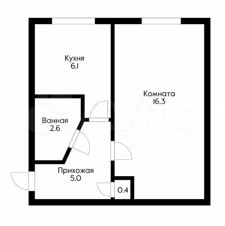 1-к. квартира, 30 м, 1/5 эт. - Фото 0