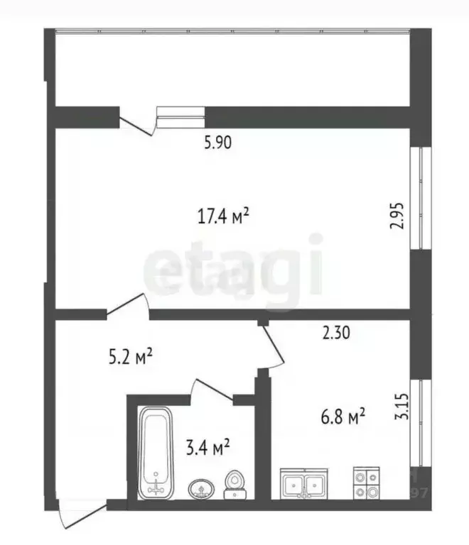 1-к кв. Коми, Усинск ул. Нефтяников, 36 (32.1 м) - Фото 2