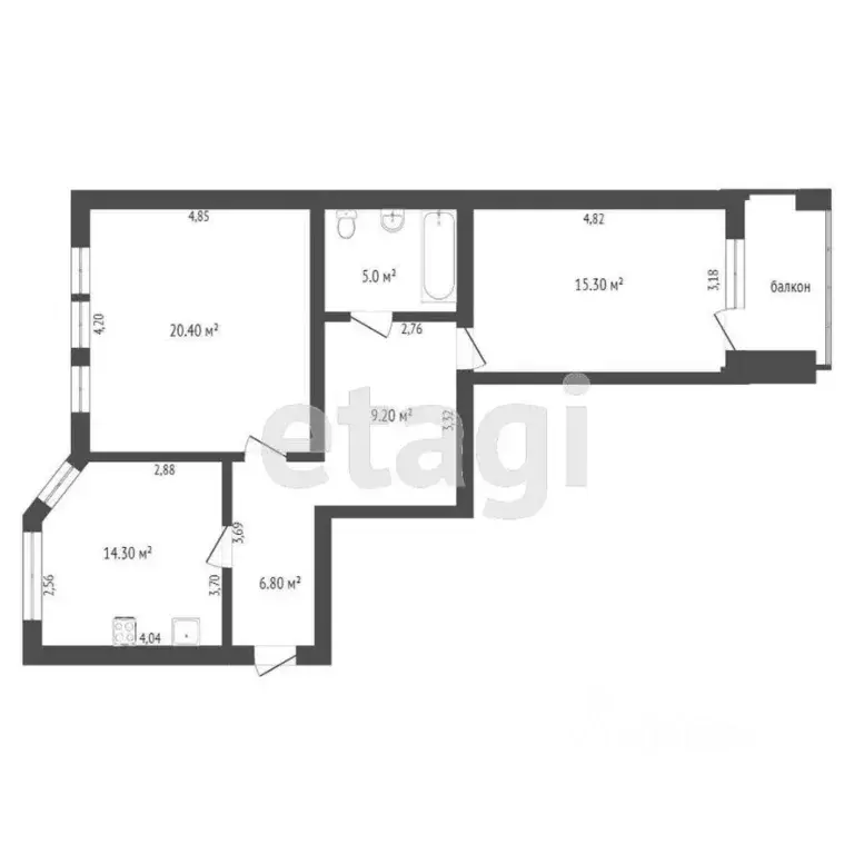 2-к кв. Тюменская область, Тюмень ул. Мельникайте, 55 (71.0 м) - Фото 2