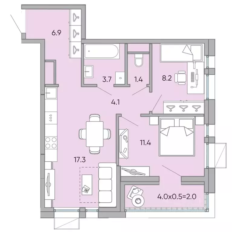 2-к кв. Забайкальский край, Чита Хороший мкр, 14 (55.0 м) - Фото 1