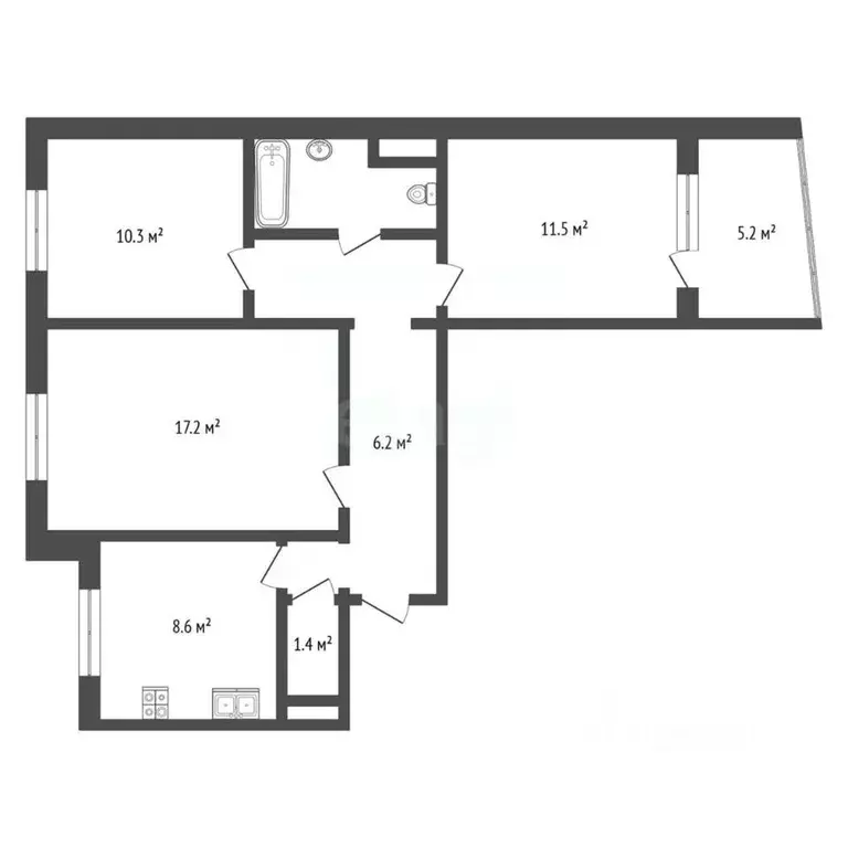 3-к кв. Тамбовская область, Тамбов ул. Чичерина, 36 (63.3 м) - Фото 1