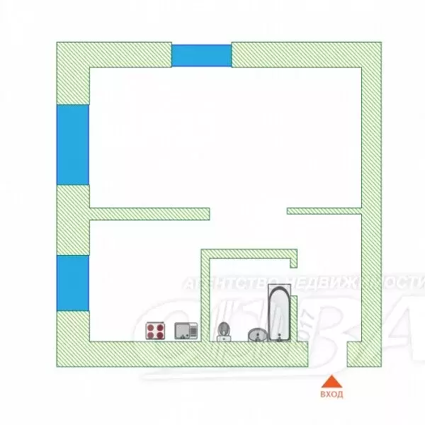 1-комнатная квартира: Тюмень, улица 50 лет Октября, 39 (30.4 м) - Фото 2