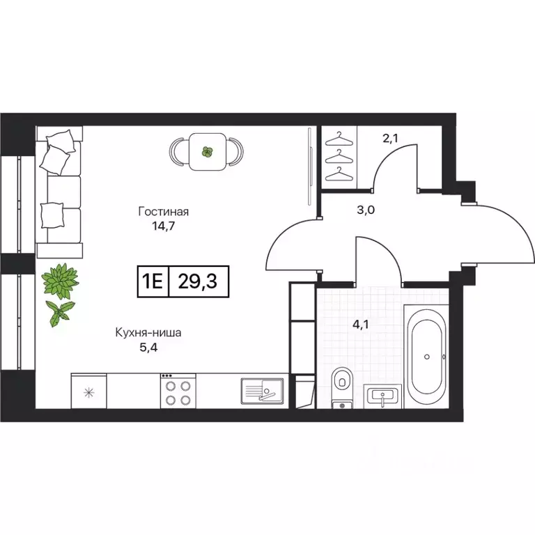 Студия Московская область, Пушкино Пушкино Град жилой комплекс (29.1 ... - Фото 1