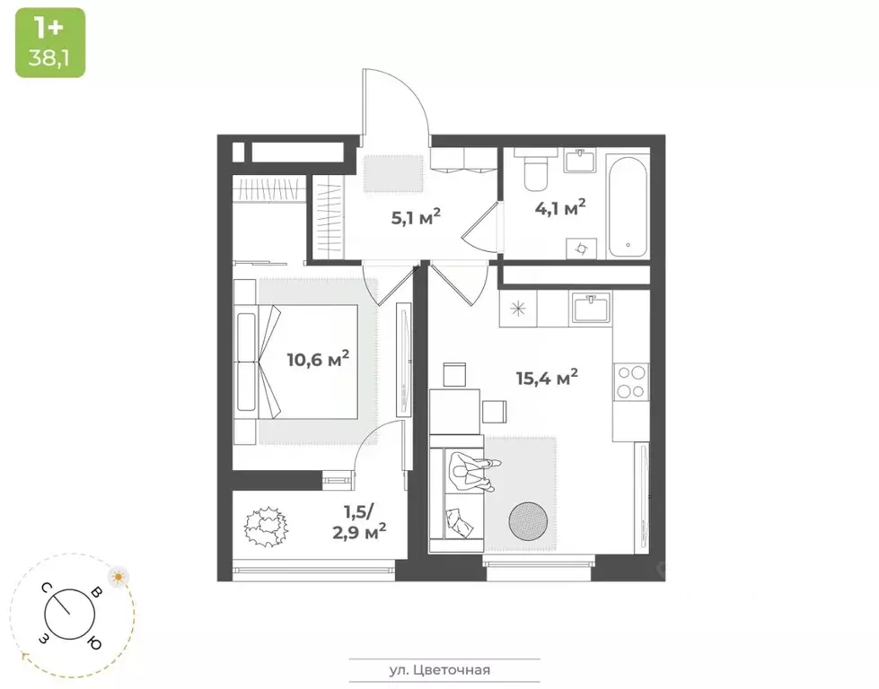 1-к кв. Тверская область, Тверь Соминка мкр,  (36.7 м) - Фото 1