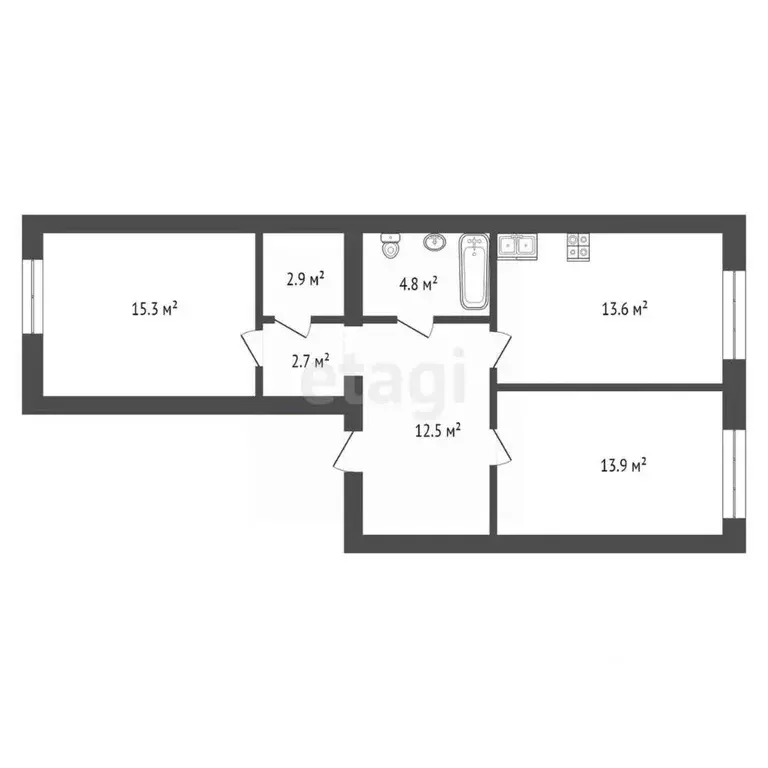 2-к кв. Тюменская область, Тюмень ул. Республики, 204к10 (66.2 м) - Фото 1