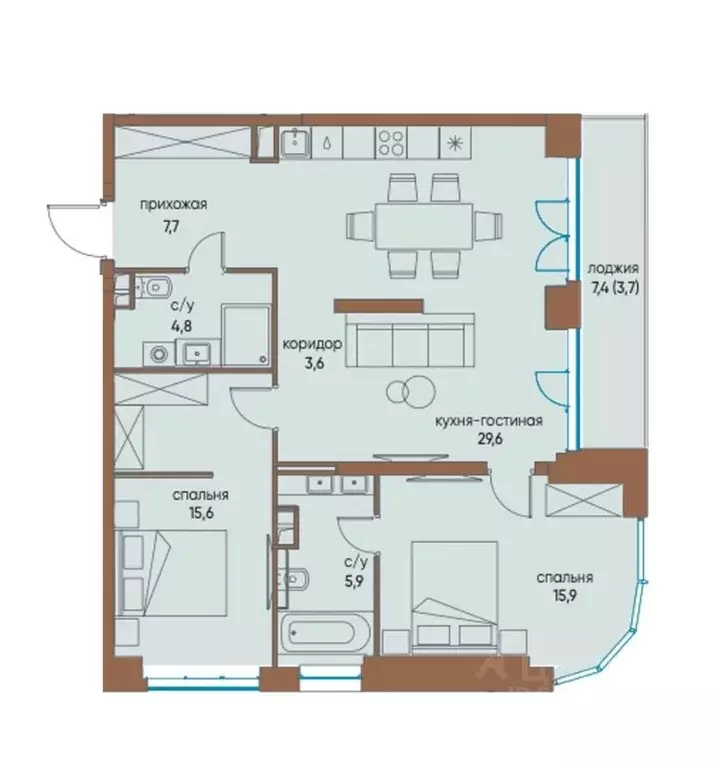 4-к кв. Москва ул. Нижние Мневники, 16к5 (81.0 м) - Фото 1