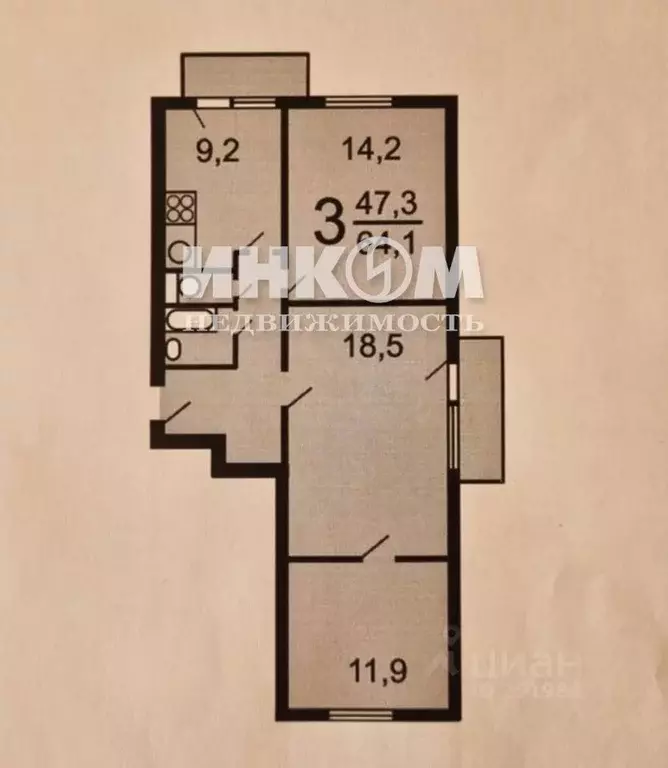 3-к кв. Москва ул. Федора Полетаева, 21К1 (65.0 м) - Фото 0