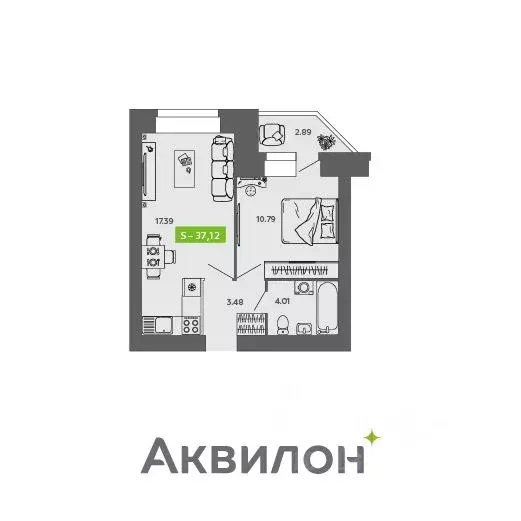 1-к кв. Архангельская область, Северодвинск  (37.12 м) - Фото 0