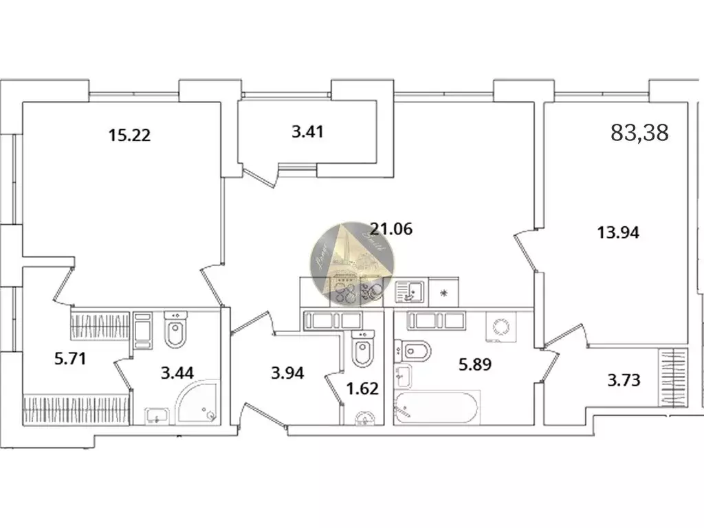 2-комнатная квартира: Санкт-Петербург, проспект Маршала Блюхера, 3к2 ... - Фото 1