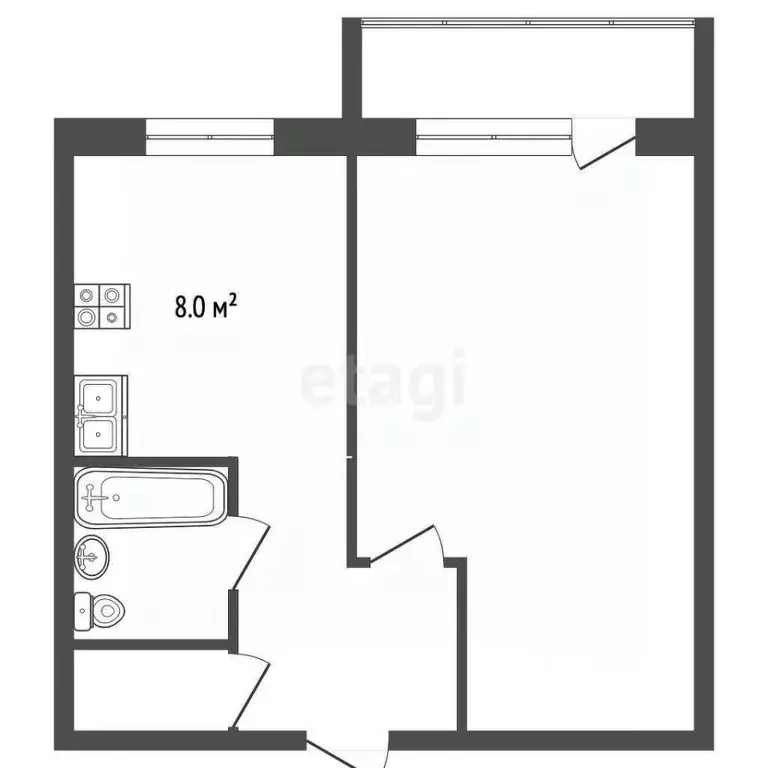 1-к кв. Челябинская область, Челябинск ул. Ворошилова, 57 (29.7 м) - Фото 0