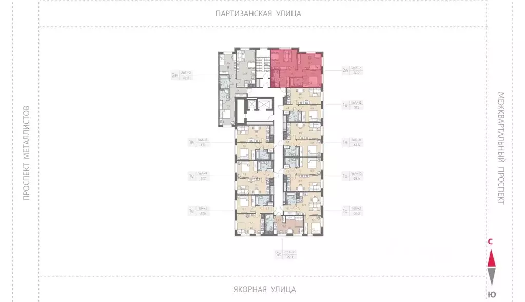 2-к кв. Санкт-Петербург ЛСР Большая Охта жилой комплекс (55.7 м) - Фото 1