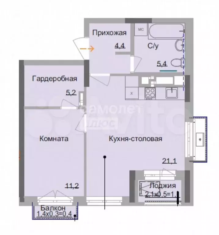 1-к. квартира, 51 м, 12/17 эт. - Фото 0