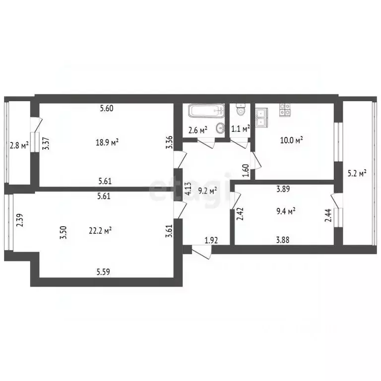 3-к кв. Санкт-Петербург ул. Кораблестроителей, 12к2 (73.4 м) - Фото 2