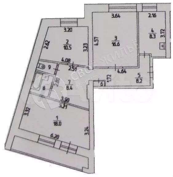 4-к. квартира, 74,5 м, 7/9 эт. - Фото 0