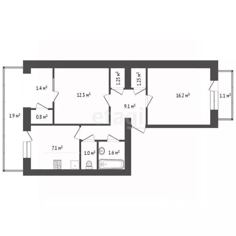 2-к кв. Севастополь, Севастополь, Балаклава г. ул. Коммунаров, 4 (55.0 ... - Фото 2