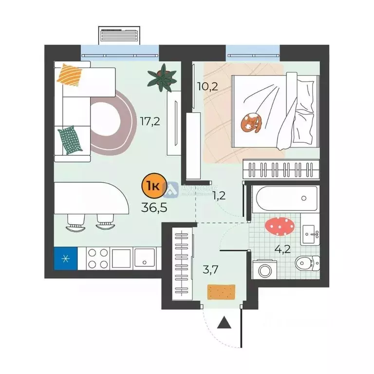 1-к кв. Тюменская область, Тюмень ул. Надежды Шалагиной, 4 (36.5 м) - Фото 1