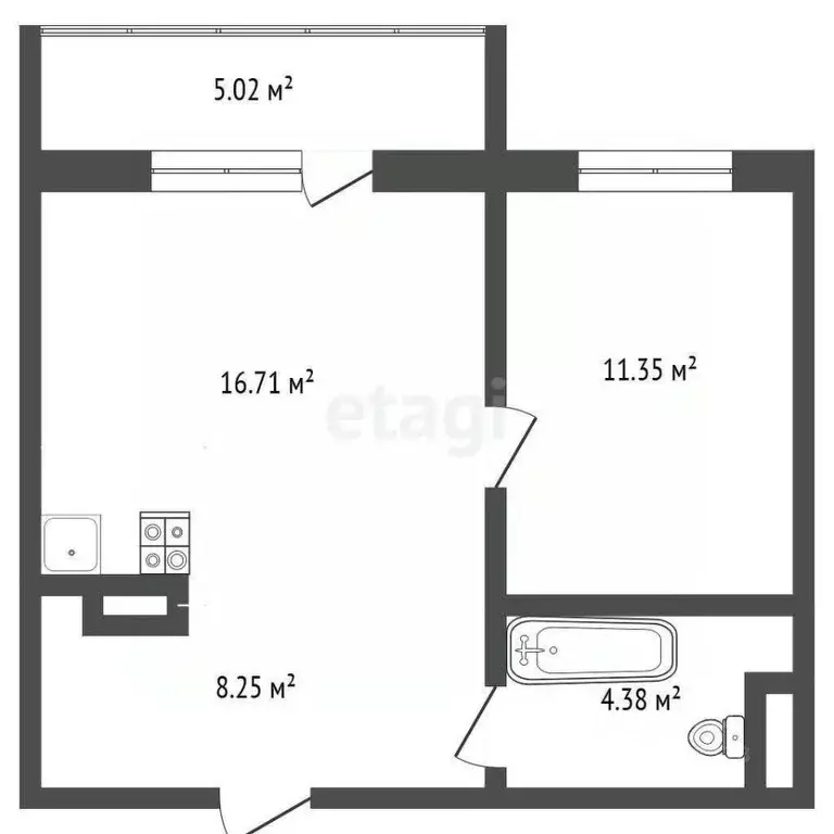 1-к кв. Ханты-Мансийский АО, Ханты-Мансийск ул. Георгия Величко, 5 ... - Фото 2