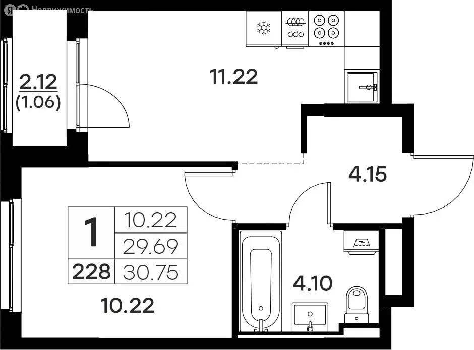 1-комнатная квартира: Владимир (30.75 м) - Фото 0