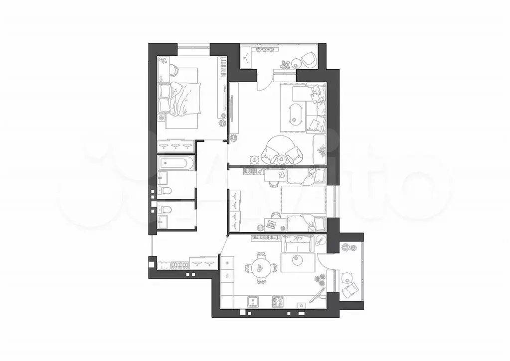 3-к. квартира, 82 м, 3/4 эт. - Фото 0