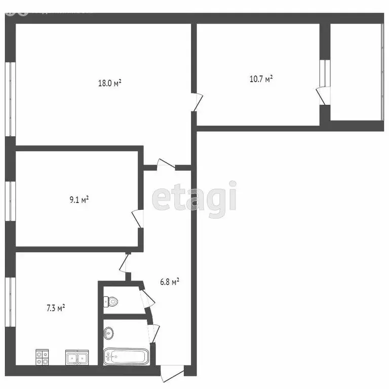3-комнатная квартира: Альметьевск, проспект Строителей, 13 (59.2 м) - Фото 1