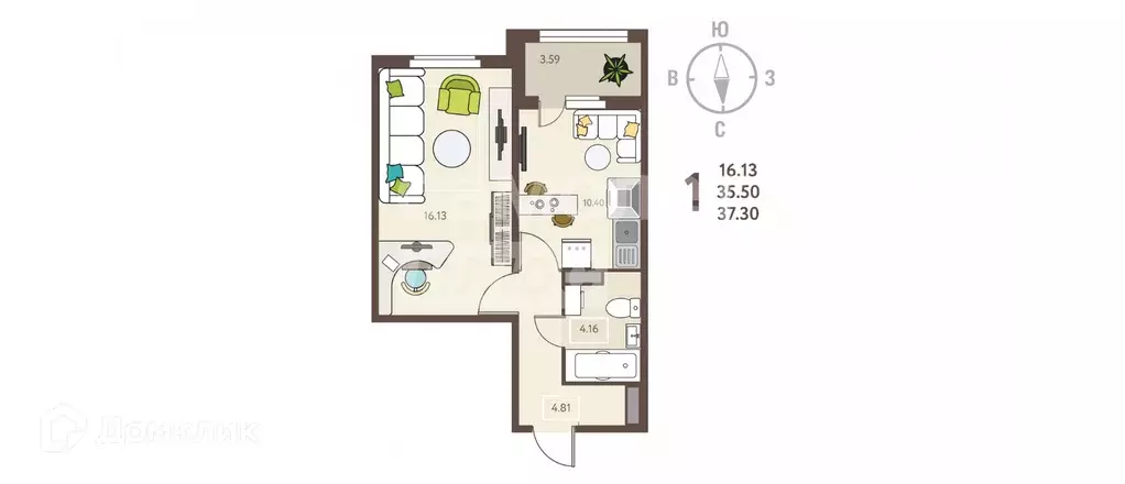 Продаётся 1-к квартира, 37.3 м - Фото 0