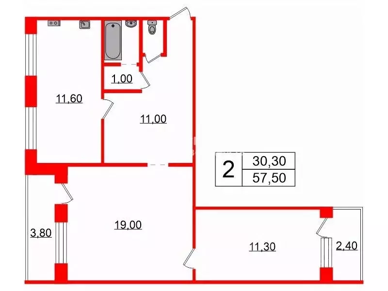 2-к кв. Санкт-Петербург Планерная ул., 71К1 (57.5 м) - Фото 1