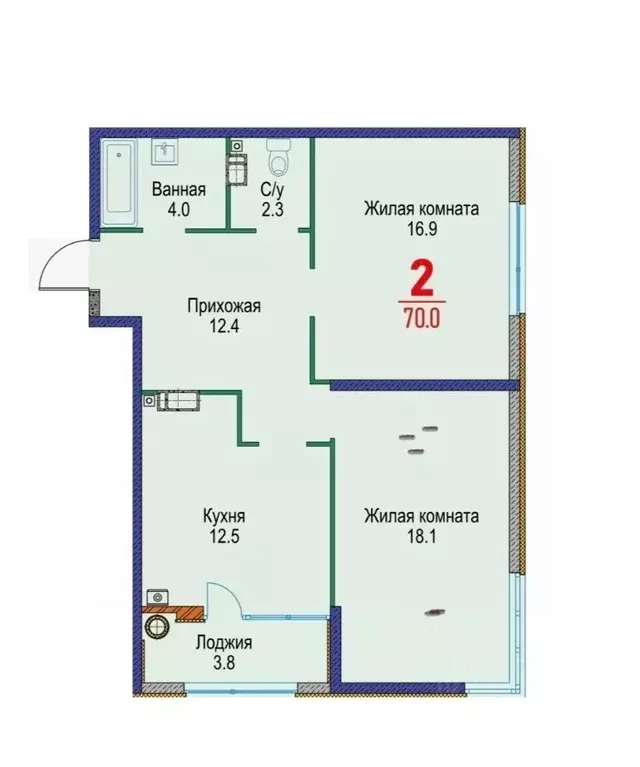 2-к кв. Ставропольский край, Ставрополь Гражданская ул., 1/6 (70.0 м) - Фото 1